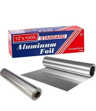 12" x 1000 Feet Standard Aluminum Foil Rolls, Commercial-Grade Wrap, 1 Count
