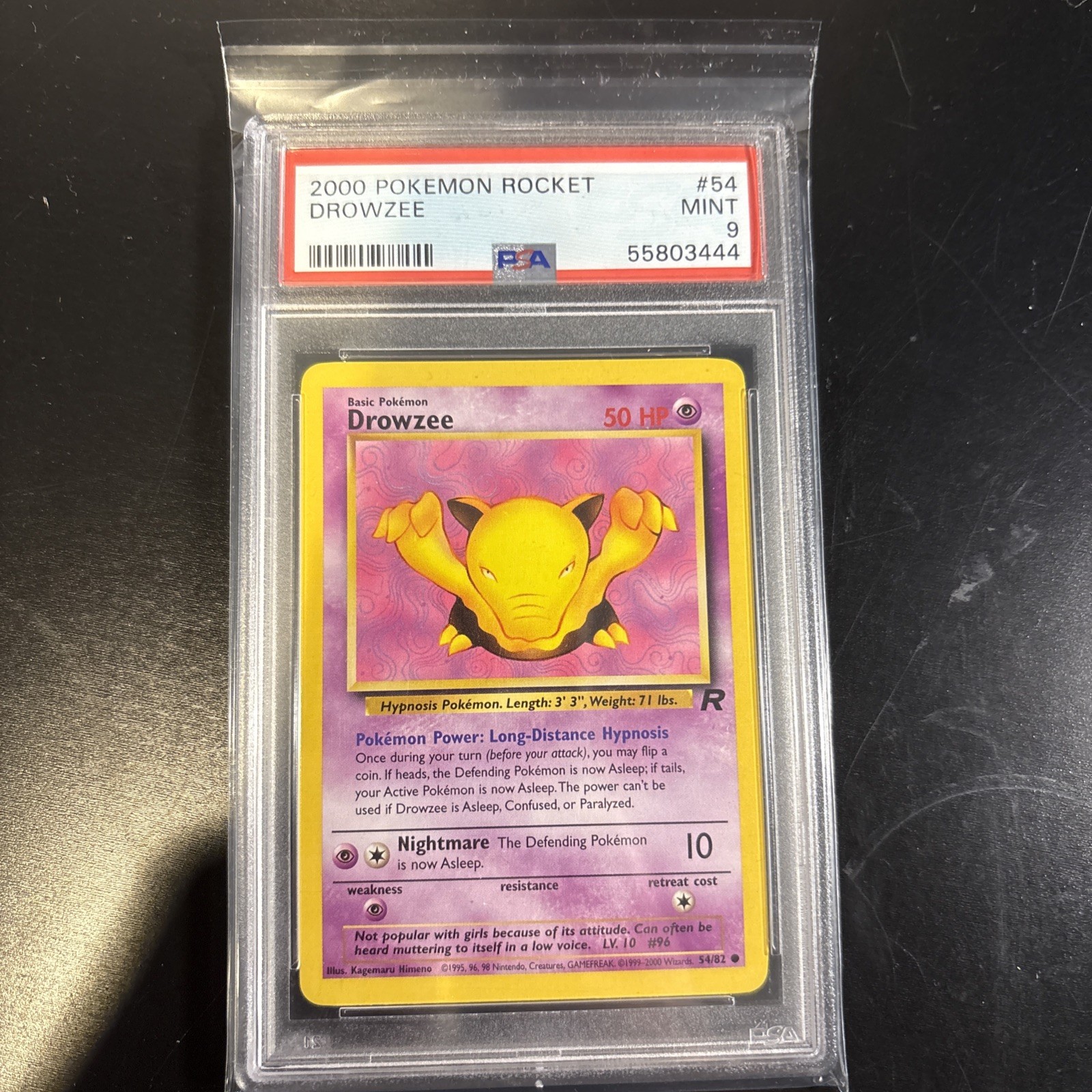 2000 Pokemon team Rocket Drowzee 54 PSA 9