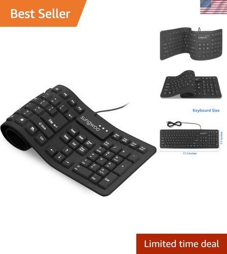 Teclado Plegable de Silicona, Teclado Enrollable USB con Cable para Escritorio, Laptop
