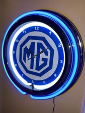 MG Morris Motors Auto Garage Man Cave Store Neon Style Retro LED Clock Sign
