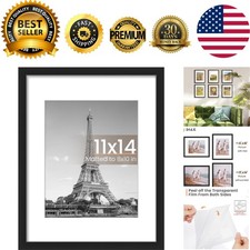 11x14 Picture Frame, Display Pictures 8x10 with Mat or 11x14 Without Mat, Wal...
