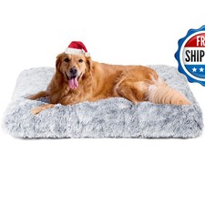 EHEYCIGA Fluffy Dog Crate Bed Plush Extra Large Dog Pillow Grey