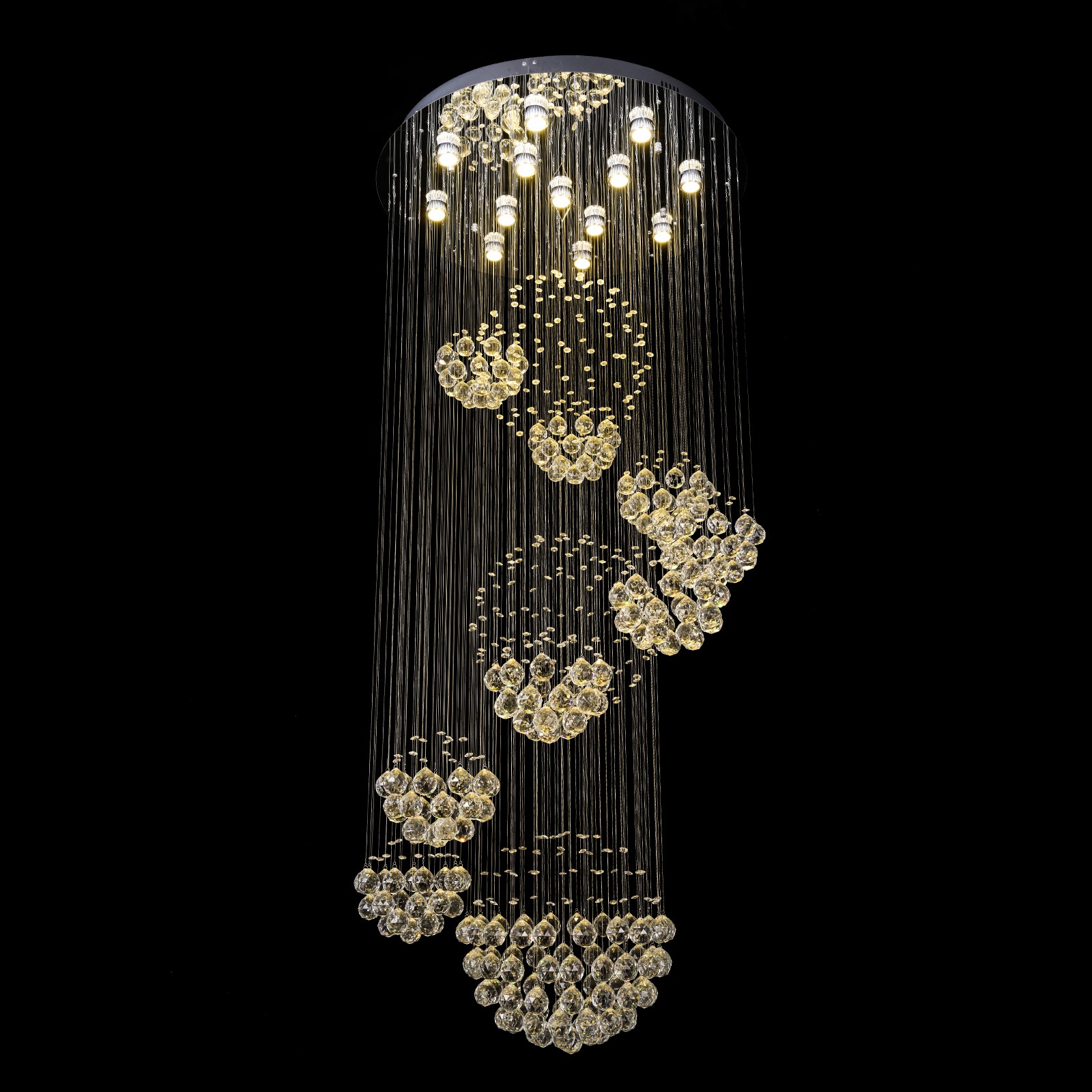 Hall Foyer Pendant Ceiling Lamp Modern Luxury Rain Drop Crystal LED Chandelier
