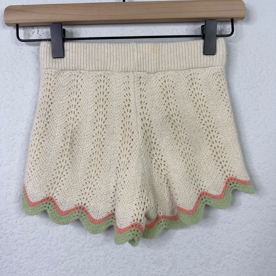 Janie and Jack Shorts Girls 5 Cream Crochet Cottagecore Preppy Whimsical Neutral - Image 2 of 4