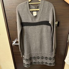 CHANEL Gray V-neck Dress M No38 F/S from Japan