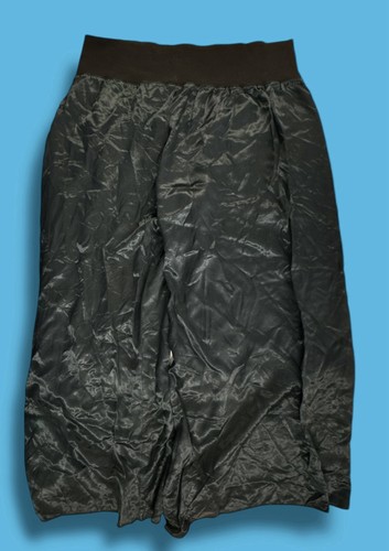 PJ Harlow Size L Jolie Pajama Pants Black Satin Wide Leg High rise Pull On *read - Picture 1 of 8