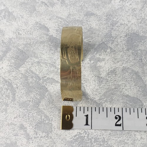 Bracelet Cuff Flat Wide Etched Floral Gold Tone Vintage - Picture 8 of 8