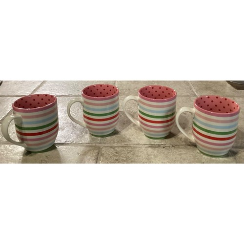 Set of 4 ~ NEW Matilda Jane Clothing Coffee Tea Mugs~Colorful Striped Polka Dot - Picture 7 of 10