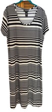 Jennifer Lauren 1X Maxi Dress BLACK AND WHITE STRIPED Great Option Lightweight