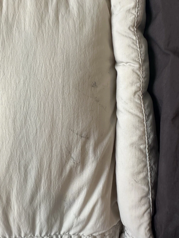 Chaqueta acolchada 90 % plumón mediana para mujer blanca marrón cremallera completa bolsillos de nailon Foto 4 de 4