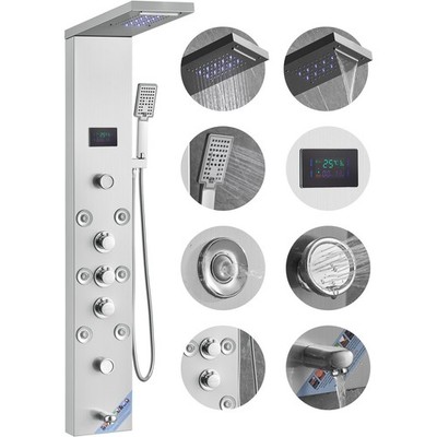 Shower Panel System, 6 Shower Modes, LED & Screen Hydroelectricity Shower Panel