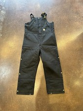 Carhartt Double Knee Bib Overalls Black Size Large Workwear Snap Button Side G14