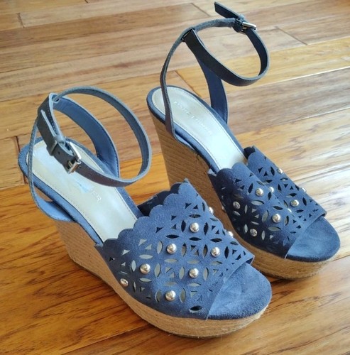 Marc Fisher Espadrille Platform Wedge Heel Sandals Women's 7.5M Blue Studded - Picture 5 of 18