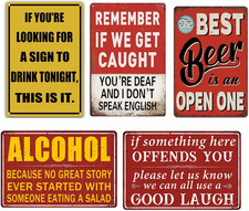 5 Piece Funny Bar Signs for Home Bar Wall Decor Man Cave Decor Vintage Metal Tin