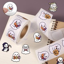 1,000 Piece Halloween Ghost Sticker Roll 8 Styles Self Adhesive Stickers