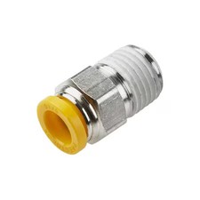 Parker W68plp-10M-4R Metric Metal Push-To-Connect Fitting, Brass, Silver