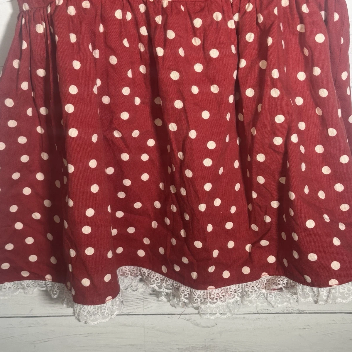 Handmade Minnie Mouse Dress Women’s L/XL Red White Polka Dot Halloween Costume