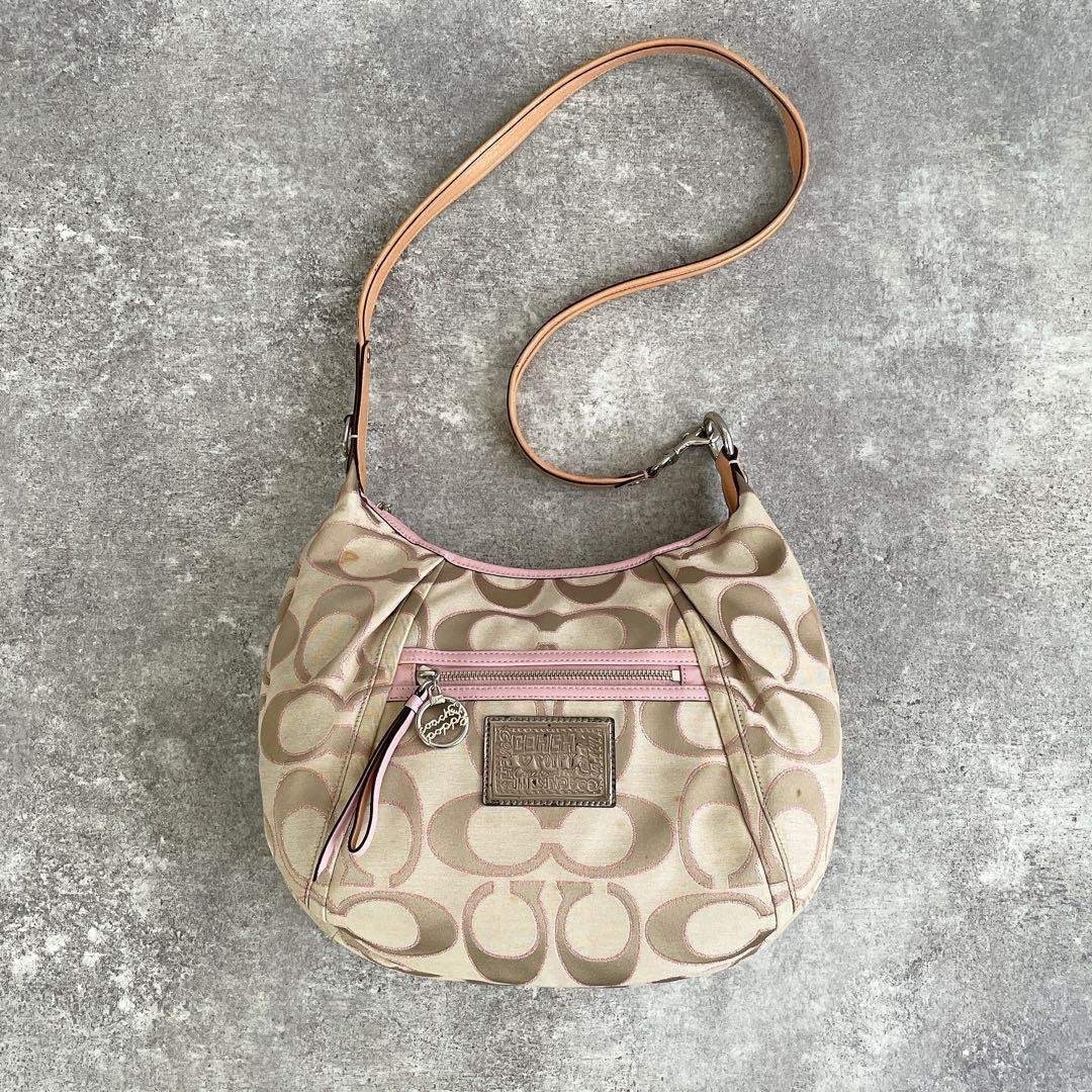 y2k COACH Signature Poppy Hobo Bag Pink From Japan - Gem