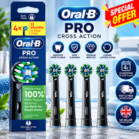 Oral-B Pro Cross Action Replacement Electric Toothbrush Heads Black Pack of 4