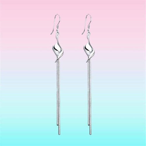 Ear Drop Earrings Silver Plated Fashion Luxury Dangle Women's Long Tassel - Picture 5 of 8