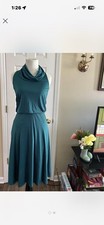 Vintage Tagged Teal Cowl Neck Midi Dress Women's