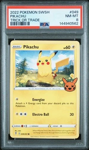 144940562 Pikachu 2022 Pokemon Trick or Trade #049 PSA 8