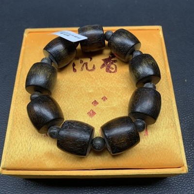 Nha Trang Frosted Green Qi Nan Agarwood Bracelet 20mm Buddhist Prayer Beads