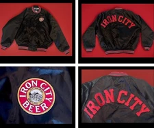 Vtg Iron City Beer Jacket Pittsburgh Brewing Patch Logo Size 2XL USA Made Rare
