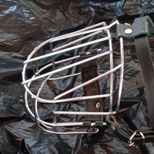 Metal Wire  Leather Dog Muzzle Adjustable Secure Design