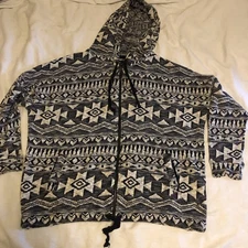 American Eagle Outfitters Hoodie Adult XL Black & White Aztec Knit Full Zip