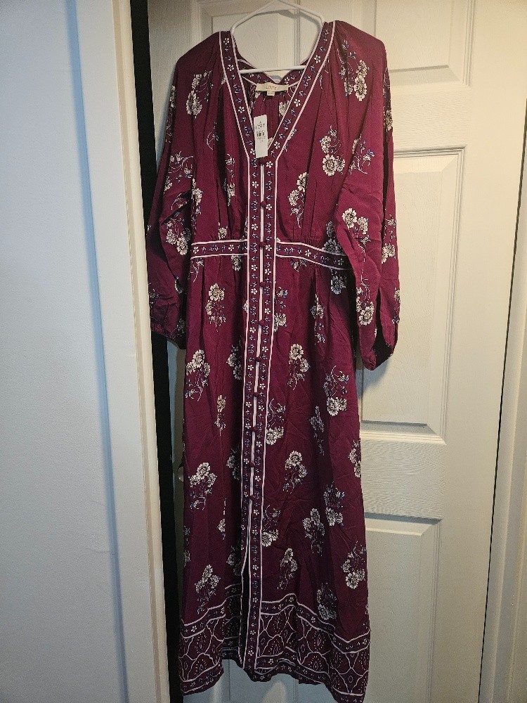 Loft Purple and White Dress NWT