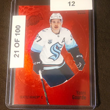 SkyBox 2022-23 NHL Metal Universe Yanni Gourde #22 Metal Gems Red /100