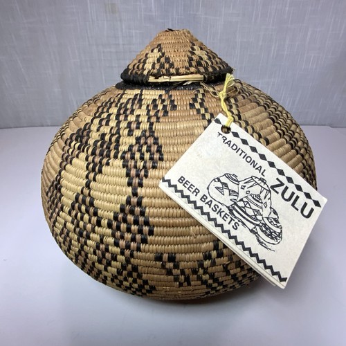 Zulu Ukhamba Hand Woven Traditional 8" Beer Basket South African Handmade