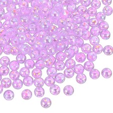 100 Pcs 8 mm Acrylic Round Beads AB Colors Clear Beads with Hole, Light Purple