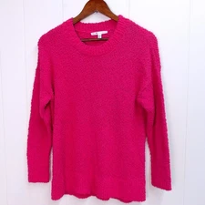 7 For All Mankind Fuzzy Knit Sweater Pink Crew Neck Size SM / #1233
