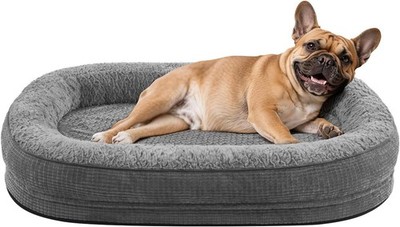 Orthopedic Dog Bed for Medium Dogs, Egg-Crate Memory Foam Pet Bed with Bolster