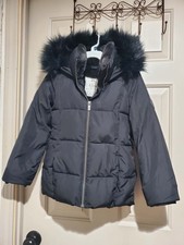 EUC Abercrombie  Fitch Black Ultra Collection Jacket Kids Size 7/8 Fur Hood