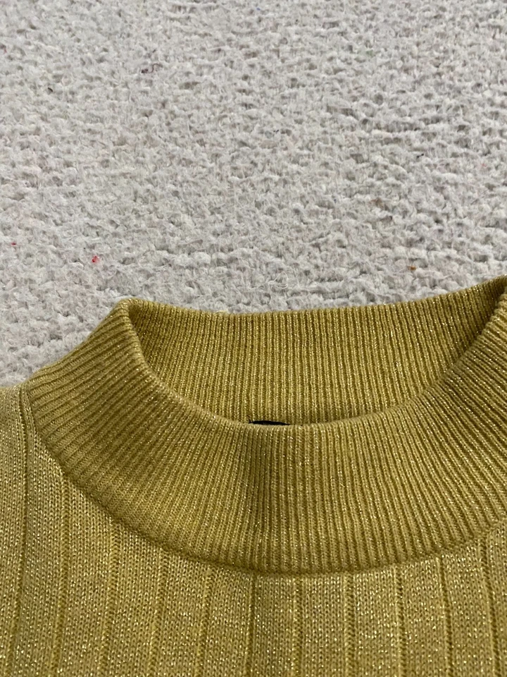 Suéter Pullover Sag Harbor Mujer Brillo Manga Corta Cuello Simulado Dorado Talla L Foto 4 de 4