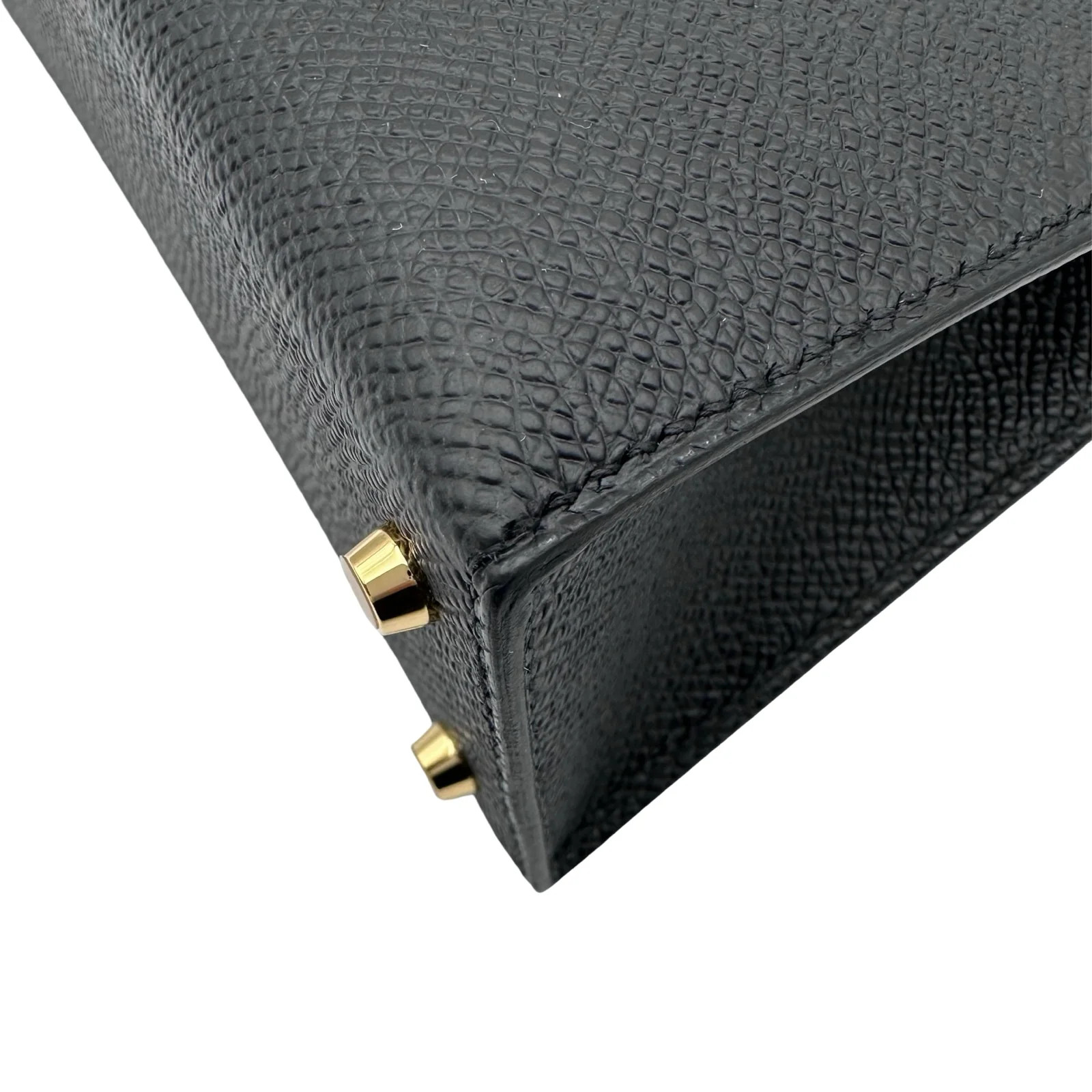 HERMES Mini Kelly 2 Black Epsom Leather Handbag K Stamp #OKB44 image 9