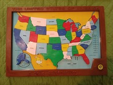 Vintage 1961 Magnetic United States Map - Made in USA - A Child Guidance Toy
