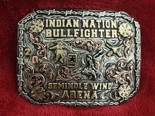 Indian Rodeo Pro Bullfighter Champion Trophy Buckle  Indian Nation  2024  Rare  339