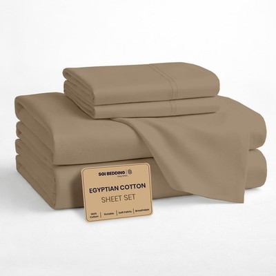 Sgi Bedding 100 Egyptian Cotton Sheets Rv King Sheets Soft Breathable Taupe