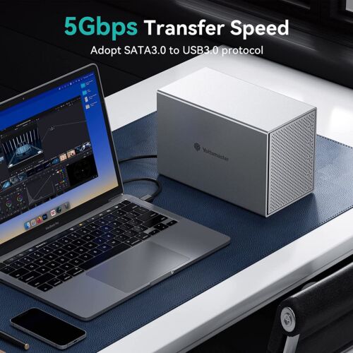 Yottamaster 5 Bay RAID Hard Drive Enclosure Type C Fits 3.5" 2.5" SATA HDD SSD - Picture 3 of 10