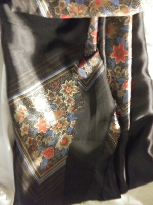  fabric ,black silky thin  with squares of color