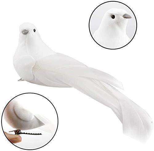 Artificial Birds, 12 Pcs Artificial Doves Simulation Foam Feathered White - Picture 4 of 7