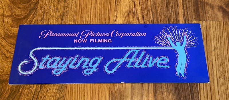 Staying Alive Film Placard  Window prop Placard Paramount Pictures Vintage Real!