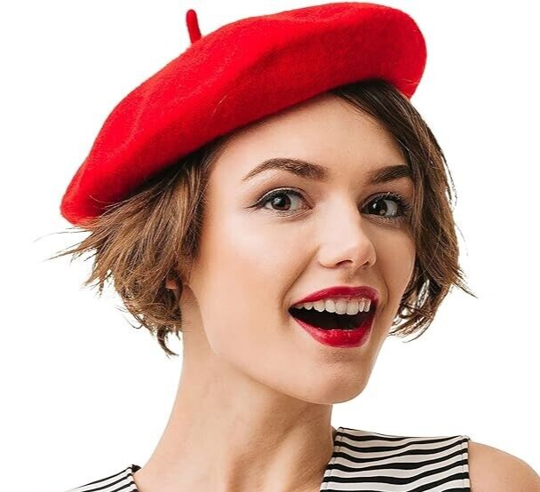 Red Wool Beret Classy French Hat Halloween Costume Unisex | eBay display picture 3