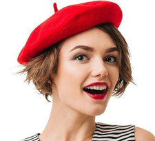 Red Wool Beret Classy French Hat Halloween Costume Unisex