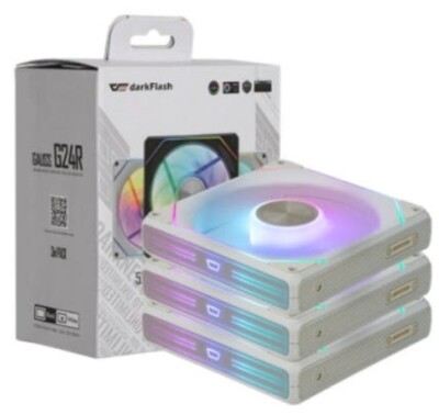 darkFlash Gauss G24R 120mm Magnetic ARGB Gehäuselüfter 3er Pack White