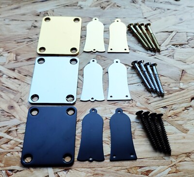 Gitarrenhalsplatten & Traversenstababdeckungen, Chrom, Gold, Schwarz mit Dichtungen & Schrauben